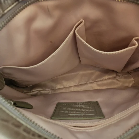 Coach Croc Pattern Metallic Silver Bag - Picture 11 of 13